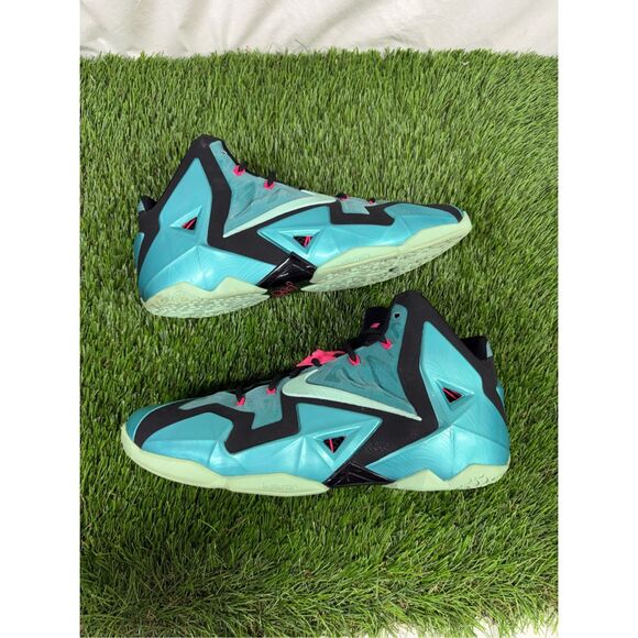 Size 13 - OG box RARE VNDS Nike LeBron XI South Beach 2014  616175-330 - Picture 4 of 10